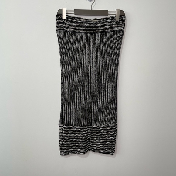 Rachel by Rachel Roy Women’s Black & Beige Ribbed Knit Midi pencil Skirt Size M - Picture 1 of 8